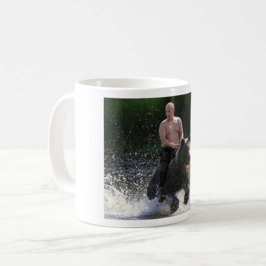 Putin reitet einen Bären! Kaffeetasse (Vorderseite Links)