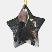 Putin reitet einen Bären! Keramik Ornament (Links)