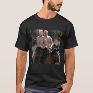 Putin Trump Reitpferd Russland Spaß T-Shirt