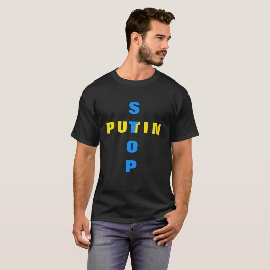 Putins T - Shirt Ukraine-Flagge stoppen - Krieg be (Vorne ganz)