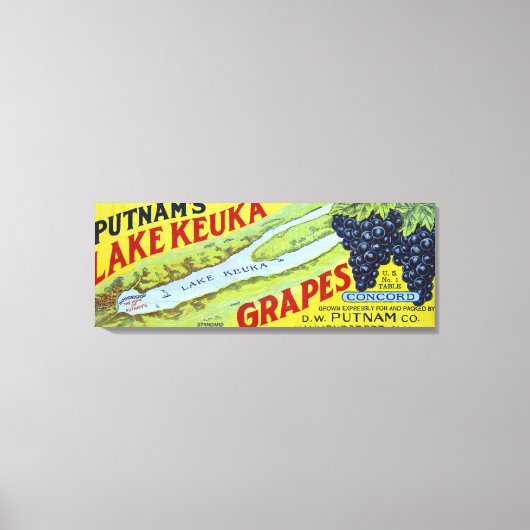 Putnam's Lake Keuka Concord Trauben Label Leinwanddruck (Vorderseite)
