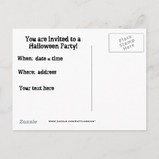 Putsch Cat Halloween Einladung Postkarte anpassen (Rückseite)