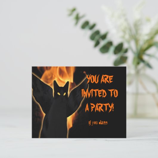 Putsch Cat Halloween Einladung Postkarte anpassen (Stehend Vorderseite)