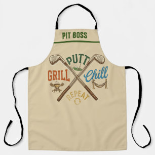 Putt Grill Chill Repeat Schürze, Golf Foodie Koch Schürze