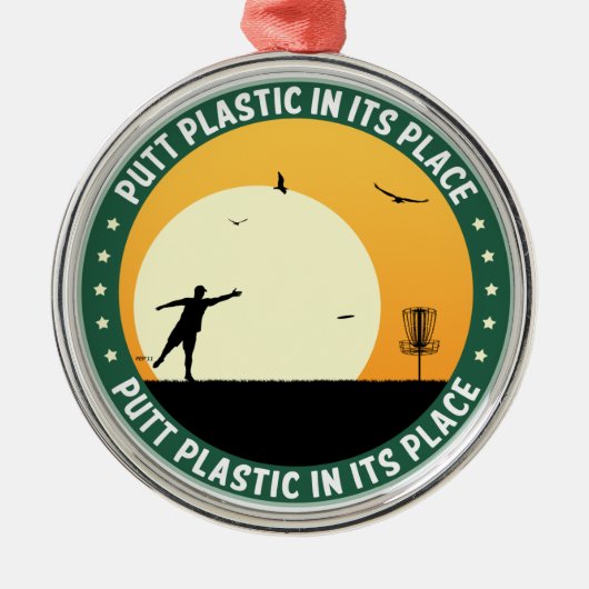 Putt-Kunststoff an seiner Stelle Silbernes Ornament (Vorne)