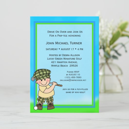 Putt Putt Golf zum Geburtstag Einladung (Stehend Vorderseite)