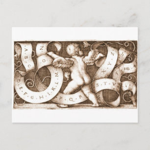 Putte Mit Spruchband Mit Alphabet Vintage Postkart Postkarte