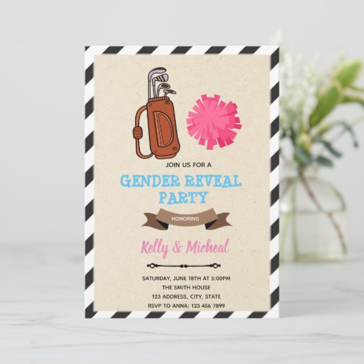 Putters oder Pom Poms Geschlecht offenbaren Karte (Stehend Vorderseite)