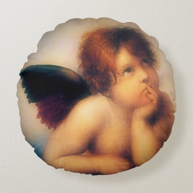 Putti Angel Rundes Kissen (Vorderseite)