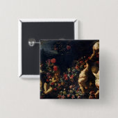 Putti, das mit Girlanden der Blumen spielt Button (Vorne & Hinten)