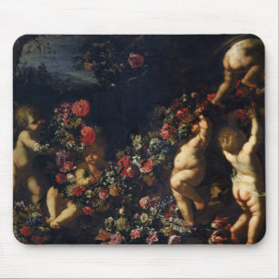 Putti, das mit Girlanden der Blumen spielt Mousepad
