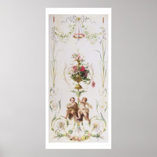Putti inmitten von Schwankungen von Blume und Blät Poster (Vorne)