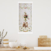 Putti inmitten von Schwankungen von Blume und Blät Poster (Küche)