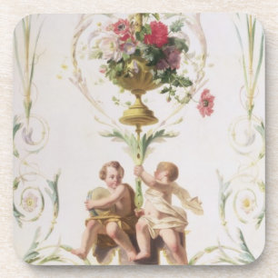Putti unter Swags der Blumen und des Blätter Untersetzer