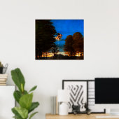 Putto in blauer Himmel verströmt eine Kaskade weiß Poster (Heimbüro)