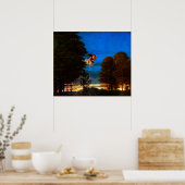 Putto in blauer Himmel verströmt eine Kaskade weiß Poster (Küche)