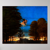 Putto in blauer Himmel verströmt eine Kaskade weiß Poster (Vorne)