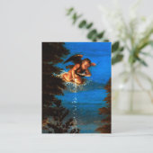 Putto in blauer Himmel verströmt eine Kaskade weiß Postkarte (Stehend Vorderseite)