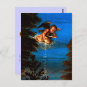 Putto in blauer Himmel verströmt eine Kaskade weiß Postkarte (Vorne/Hinten)