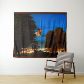 Putto in blauer Himmel verströmt eine Kaskade weiß Wandteppich (Beispiel (Horizontal))