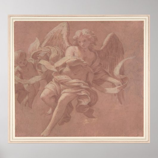 Putto und Angel Holding a Banderole Poster (Vorne)