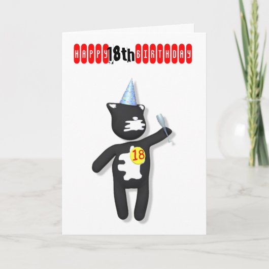 putty cat 18. Geburtstag Karte (Vorderseite)
