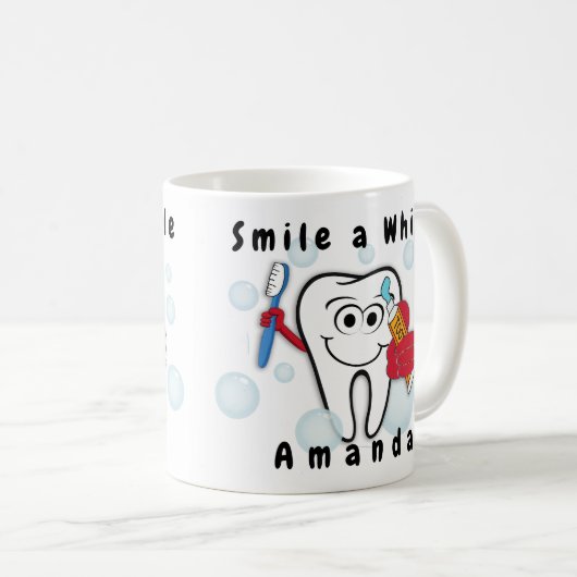 Putzen Sie Ihre Zähne lächeln eine Weile Kaffeetasse (VorderseiteRechts)