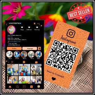 Putzfrau Reinigung Instagram Orange Hausmeister QR Visitenkarte