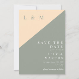 Putzgraue und creme Minimalistische Monogramm Hoch Save The Date
