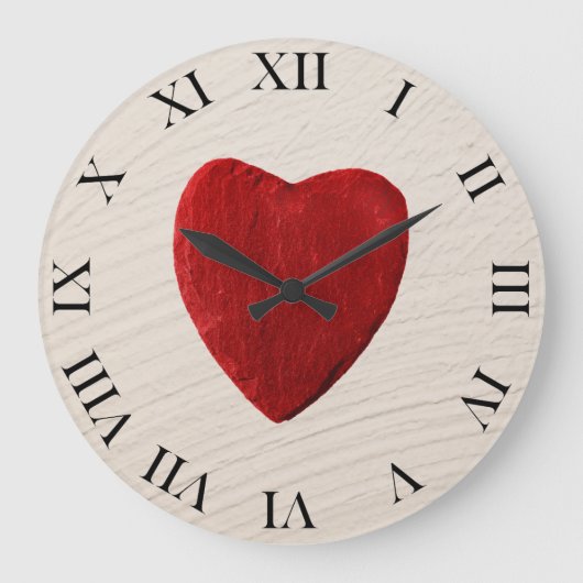 Putzhintergrund mit Herz Große Wanduhr (Vorderseite)