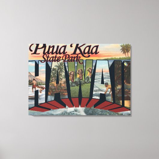 Puua Kaa Staat Park, Hawaii - Großbuchstaben Leinwanddruck (Vorderseite)