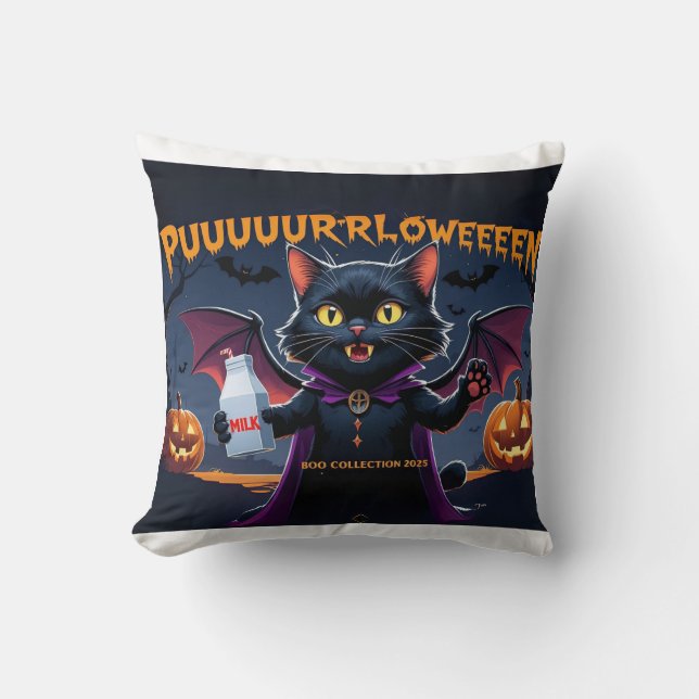 Puurrrlloween – Gato Vampiro Halloween Divertido Kissen (Vorderseite)