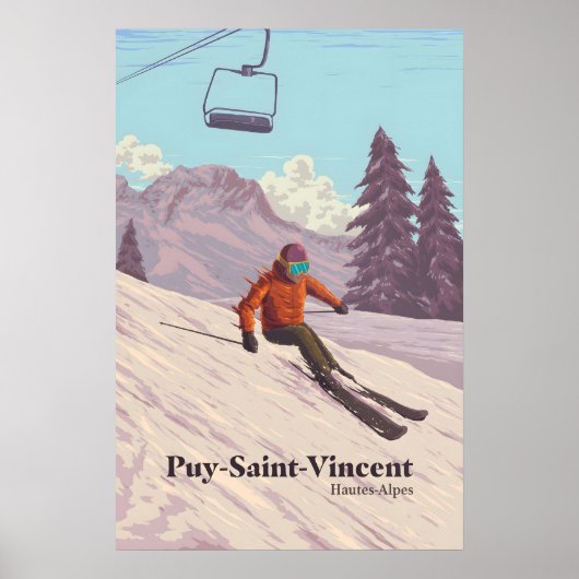 Puy Saint Vincent Skigebiet Reiseplakat Poster (Vorne)