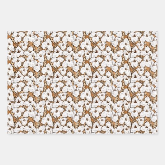 Puya Blume Blumenmuster Sepia Brown Grau Weiß Geschenkpapier Set (Vorderseite)