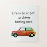Puzzle<br><div class="desc">Mini Cooper rot Auto mit dem Aufdruck Life ist kurz,  langweilige Autos zu fahren Puzzle</div>