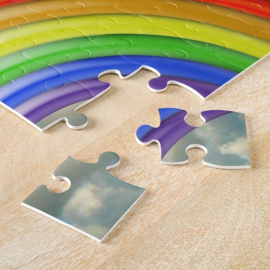 Puzzle - 3-D Regenbogen gegen Wolkendecke (Seite)