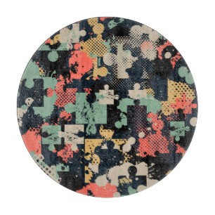 Puzzle Abstract: Kreatives Vintage-Nahtlos. Schneidebrett