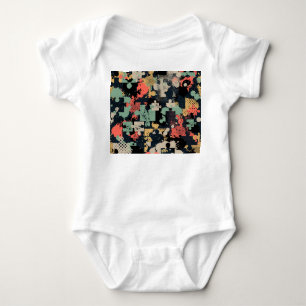 Puzzle Abstrakt: Kreativ Vintag nahtlos. Baby Strampler