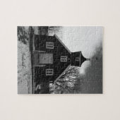 Puzzle alter Schwarzweiss-Kirche Islands (Horizontal)