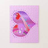 Puzzle am rosa und roten Valentininer Herzen (Vertikal)