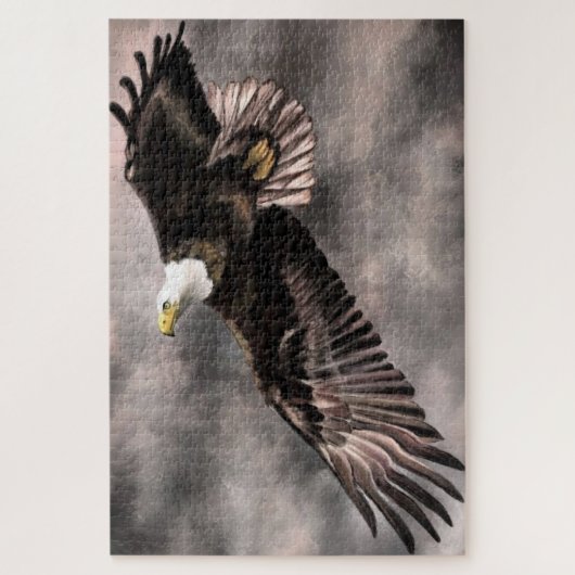 Puzzle American Bald Adler fliegen in Sturmwolken (Vertikal)