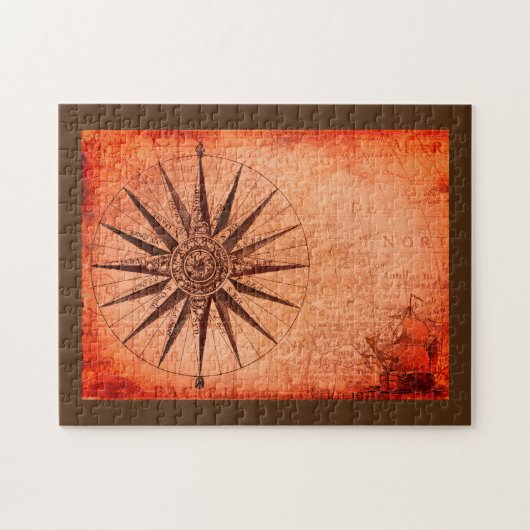 Puzzle antike Landkarte Sepia Töne (Horizontal)