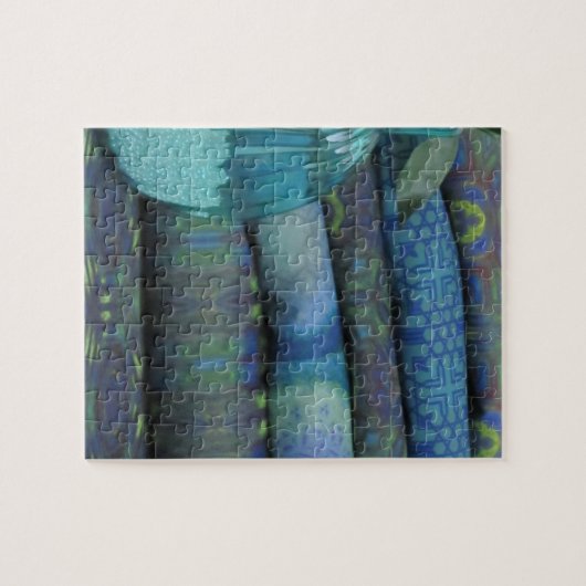 Puzzle aus blaugrünem Stoff (Horizontal)