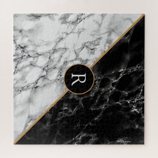 Puzzle aus schwarzem und weißem Marmor - Ihr Brief (Horizontal)