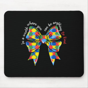 Puzzle Autism Ribbon Coquette Bow Be Kind Autismus Mousepad