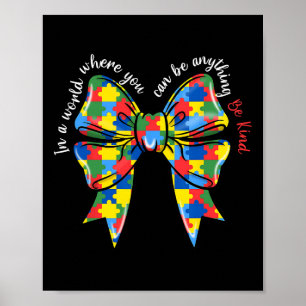 Puzzle Autism Ribbon Coquette Bow Be Kind Autismus Poster