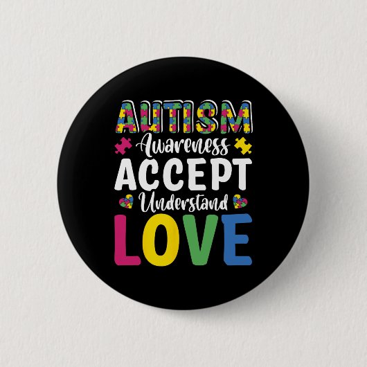 Puzzle Autismus Bewusstsein Akzeptanz Liebe Dis Button (Vorderseite)