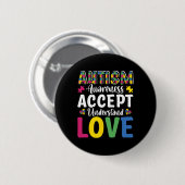 Puzzle Autismus Bewusstsein Akzeptanz Liebe Dis Button (Vorne & Hinten)