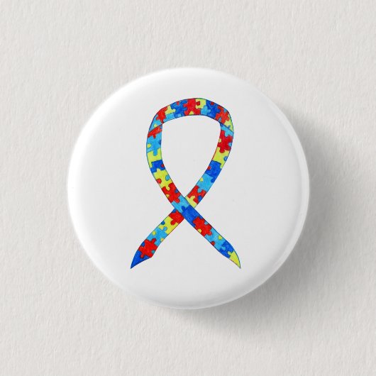 Puzzle Autismus Bewusstsein Ribbon Custom Art Butt Button (Vorderseite)