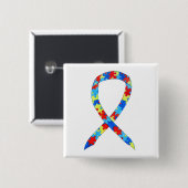 Puzzle Autismus Bewusstsein Ribbon Custom Art Butt Button (Vorne & Hinten)